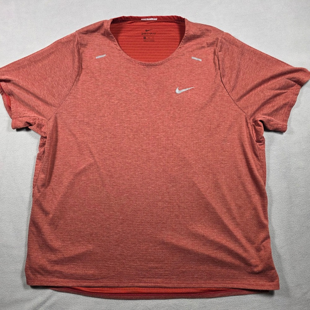 Nike T-Shirt Mens XXL Red Heathered Dri-Fit Running Performance Short Sleeve